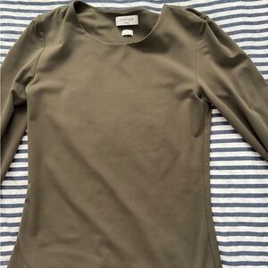 Aritzia Contour Long Sleeve Crew Neck Top - Olive